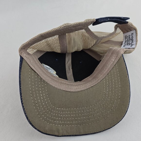 Panera Bread Hat Unisex One Size Blue Denim Tan Mesh Trucker Employee Staff Cap - Picture 6 of 7